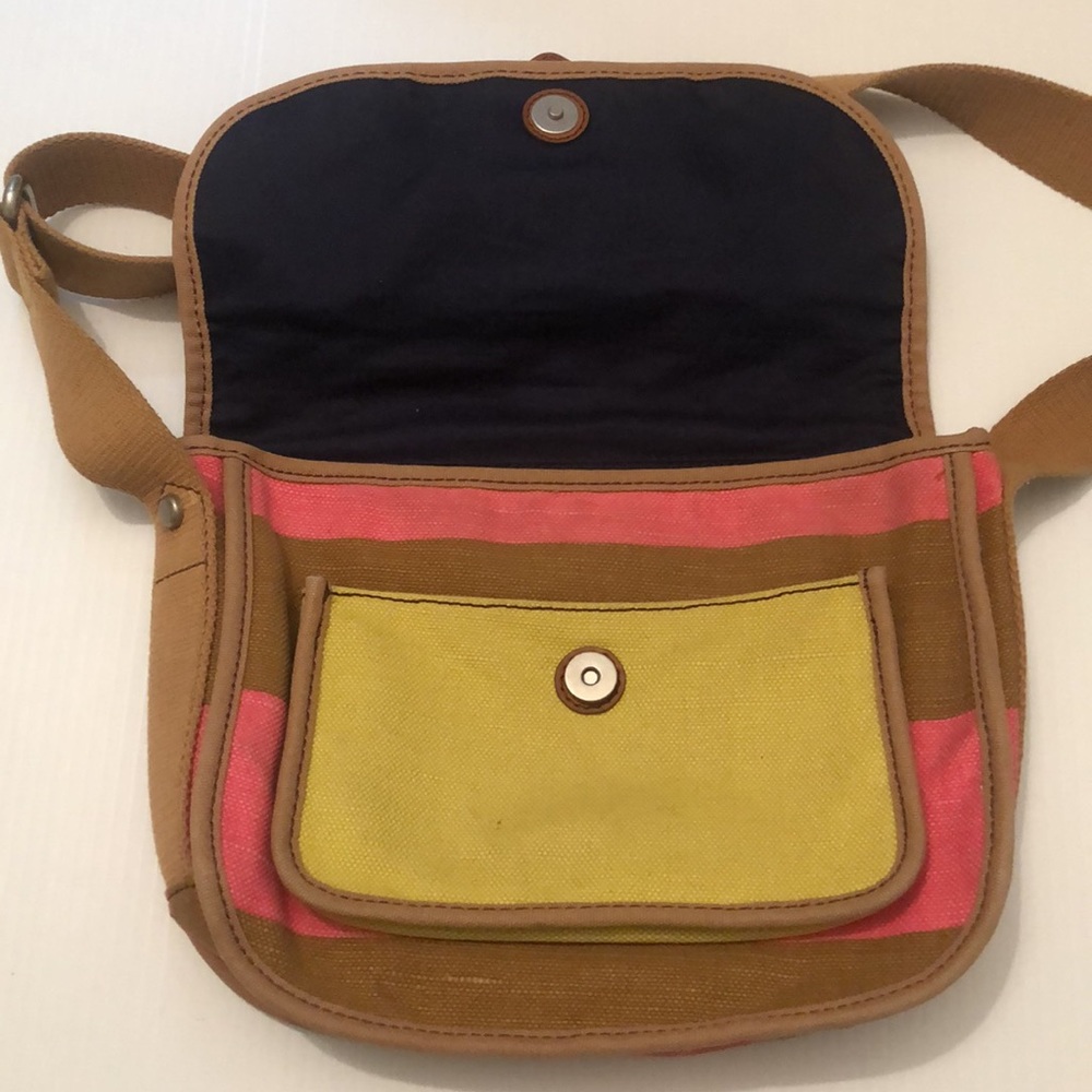 Fossil Color Block Canvas Top Flap Adjustable Cro… - image 4